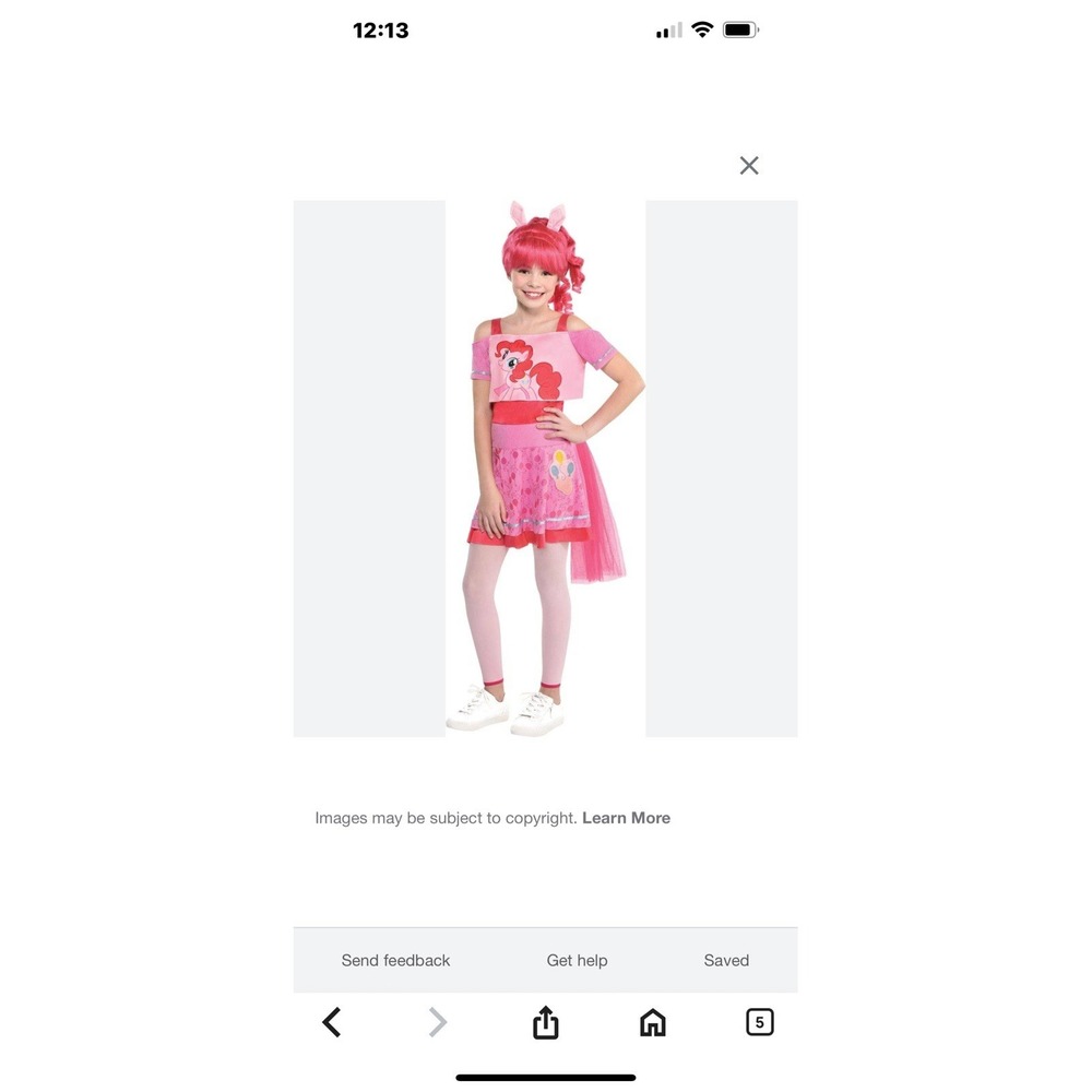My Little Pony Pinkie Pie Costume Dress Pink Pony Girl Party City Medium 8-10